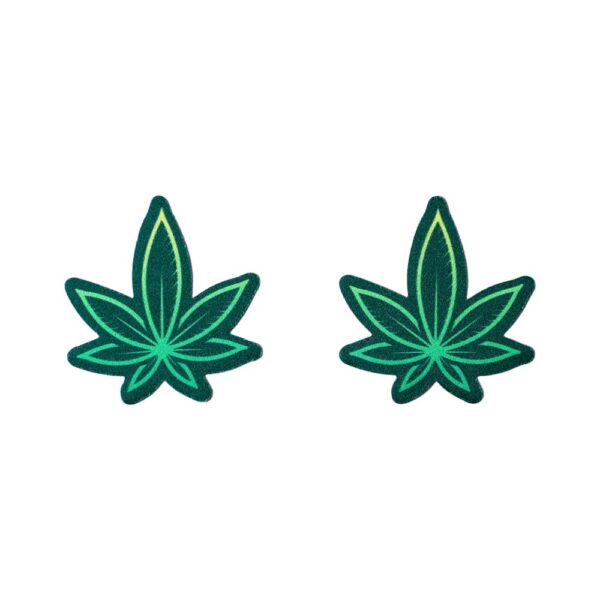 Nipple pastie green cannabis leaf with green outline