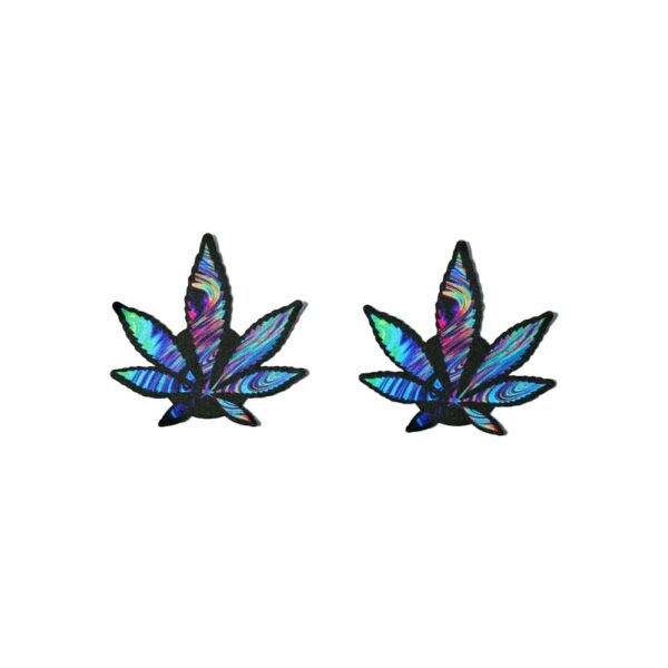 Cannabis Leaf with Blue Green and Pink Marble Pattern Nipple Pasties