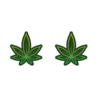Glittered Dark Green Cannabis Leaf with Light Green Outline