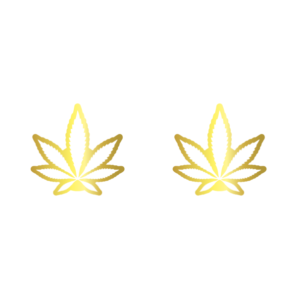 Gold Outline Cannabis Leaf