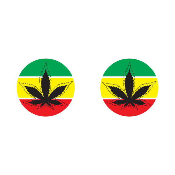 Nipple pasties Green Yellow Red Background with Cannabis Leaf