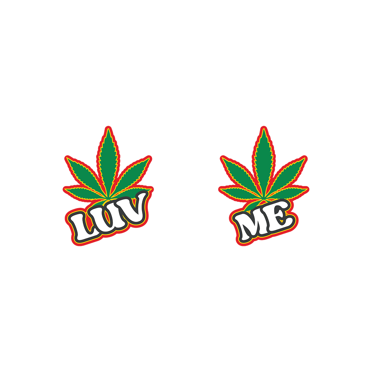 AllStuff420 - Luv Me Green Cannabis leaf with orange outline