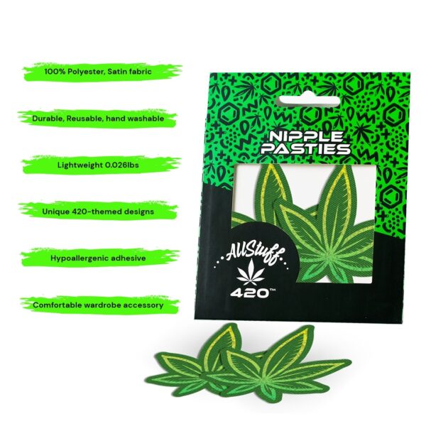 Nipple Pasties 420 dark green cannabis description