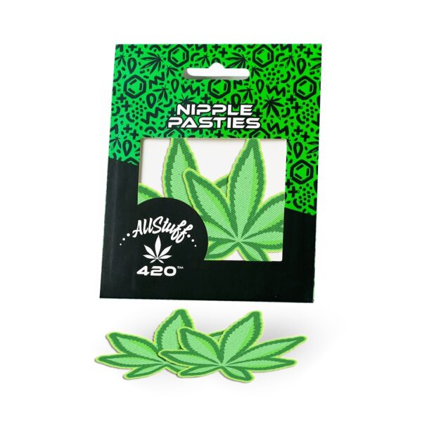 Nipple pasties Glittered Dark Green Cannabis Leaf