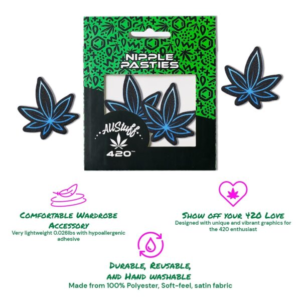 AllStuff420 - Black Cannabis Leaf Nipple Pasties with description
