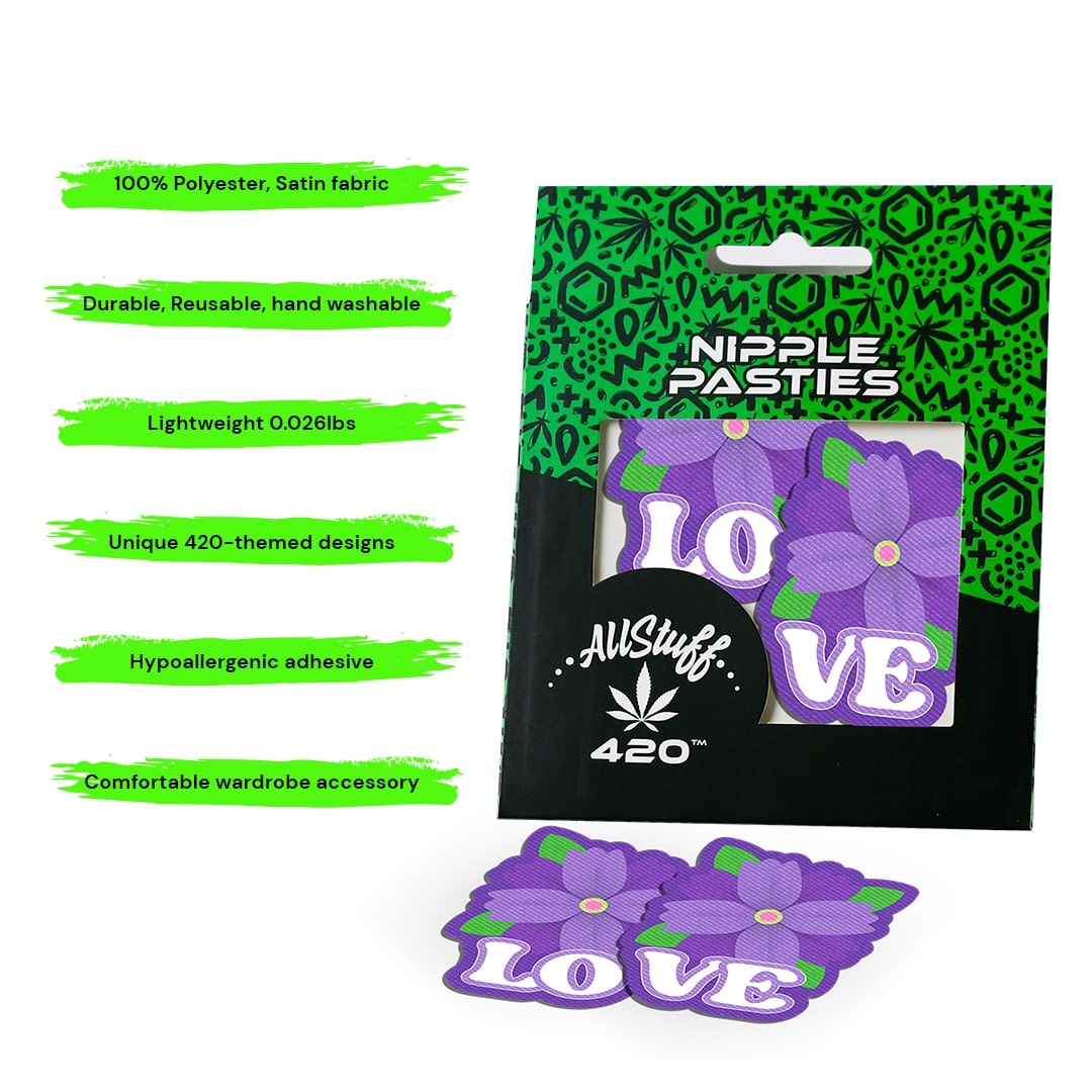 Love Purple Flower Nipple Pasties with description AllStuff420 - Love Purple Flower Nipple Pasties with description