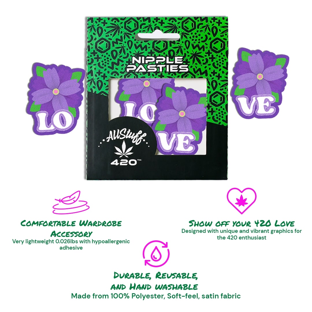 Love Purple Flower Nipple Pasties with description AllStuff420 - Love Purple Flower Nipple Pasties with description