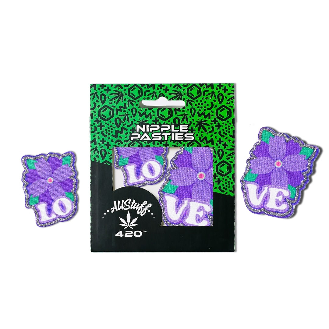 Love Purple Flower Nipple Pasties AllStuff420 - Love Purple Flower Nipple Pasties