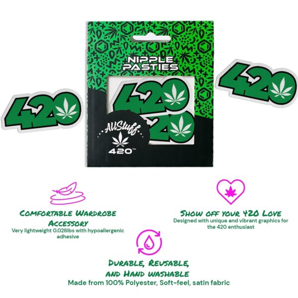 AllStuff420 - Green 420 Symbol with Cannabis Leaf Nipple pasties
