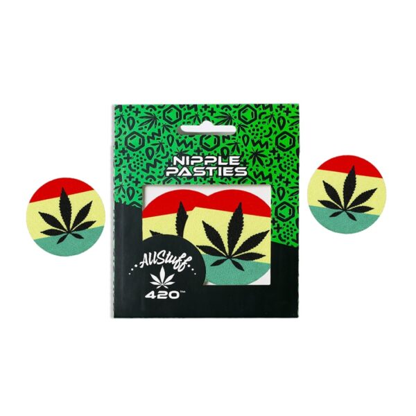 AllStuff420 - Nipple Pasties Green Yellow Red and black Cannabis Leaf