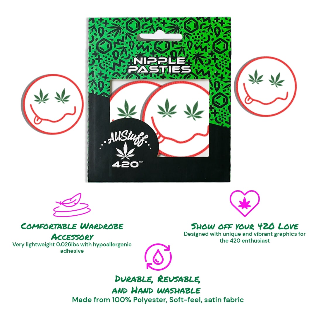 Nipple pasties with smile background cannabis AllStuff420 Nipple pasties with smile background cannabis description