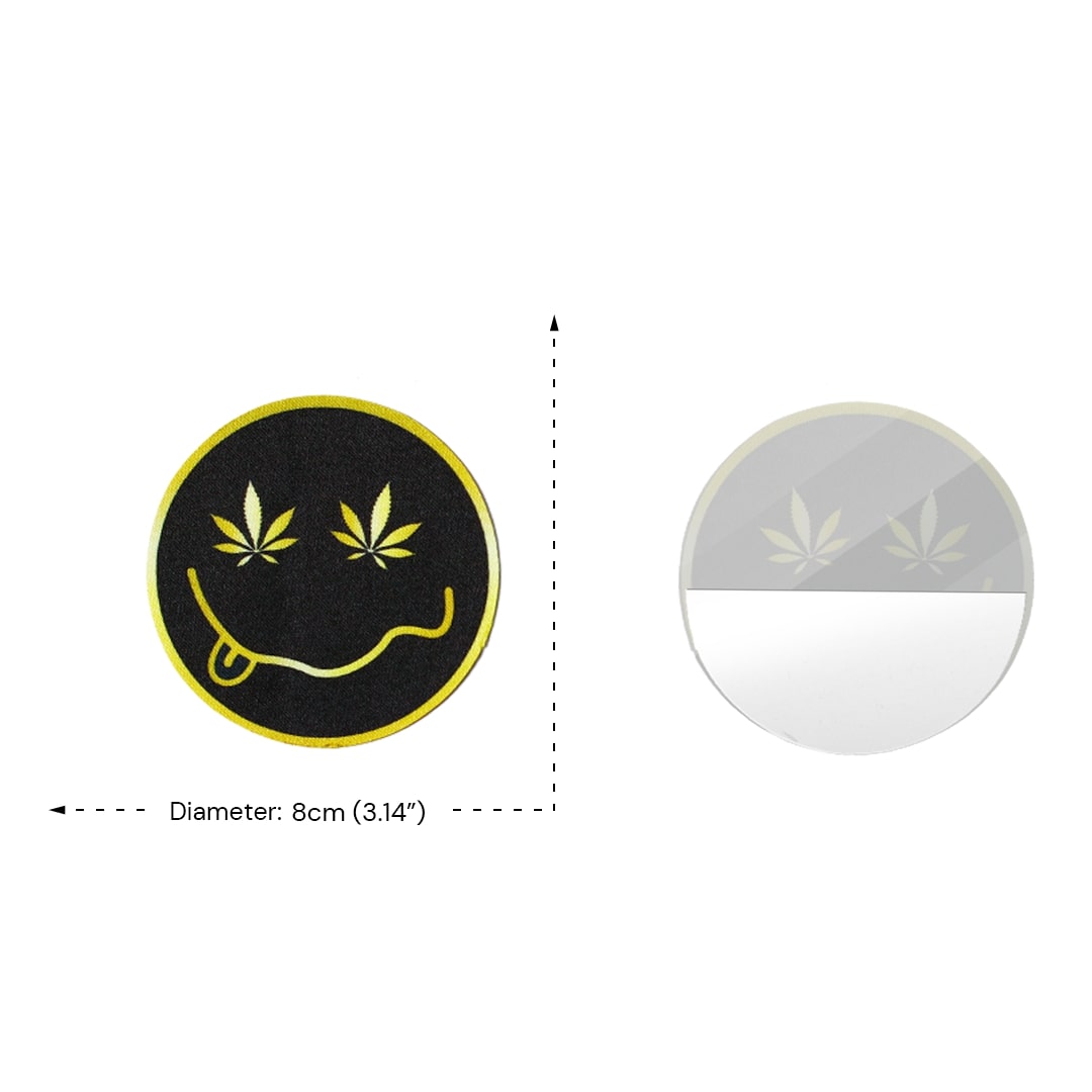 NP8906-5.jpg Round Smiley Face with Weed Leaf Eyes