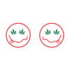 Red Outline Smiley Face with Cannabis Leaf-Eyes
